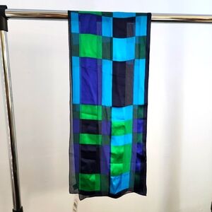 Nwt Adrienne Vittadini Colorful  Silk Checkered Scarf